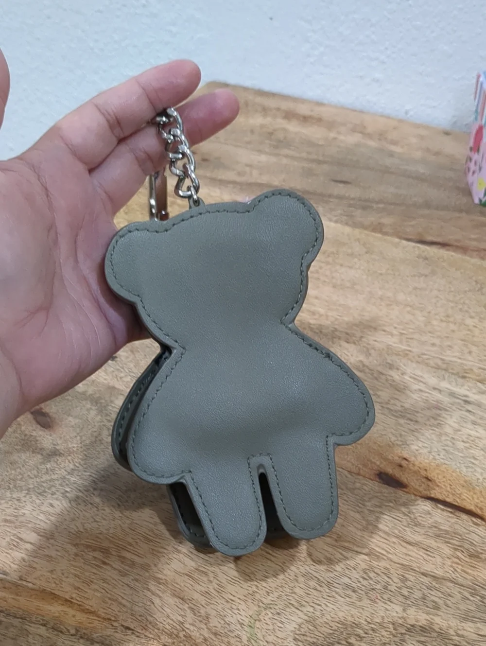 STEVE MADDEN Teddy Bear Faux Leather Keychain Pouch -